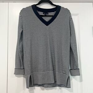 Tommy Hilfiger‎ Women's Vneck Striped Cotton Sweater Navy and White Size S